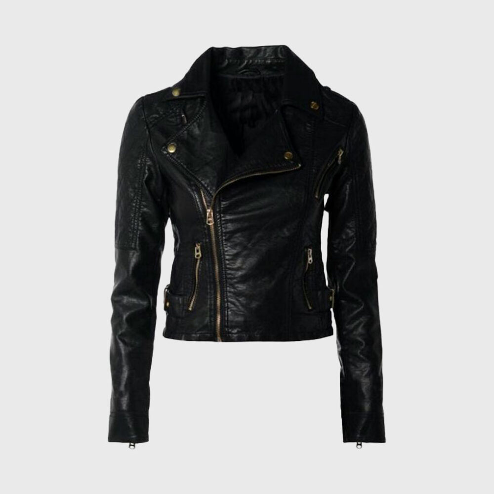 Classic Black Biker Leather Jacket