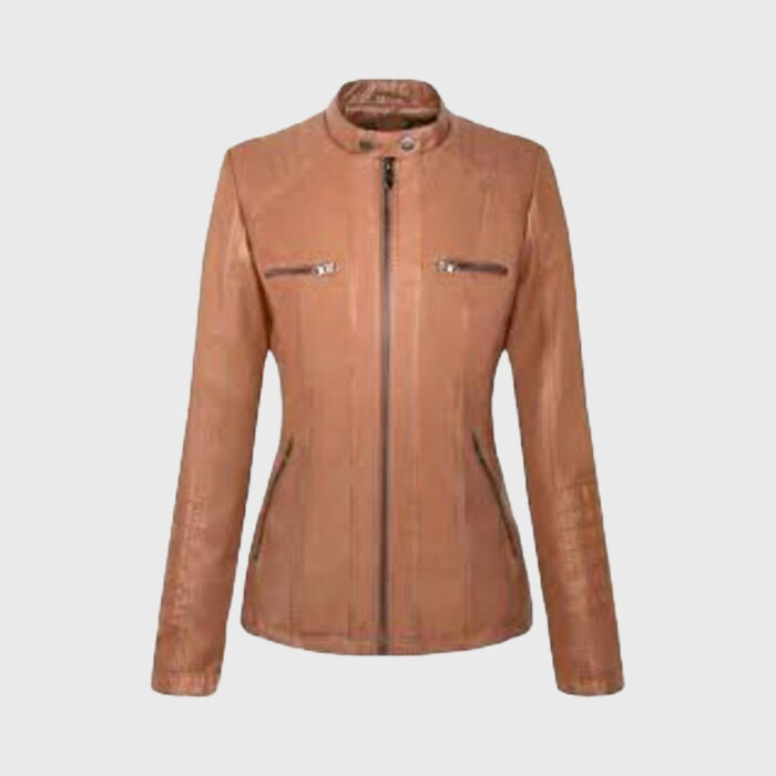 Smooth Caramel Biker Coat