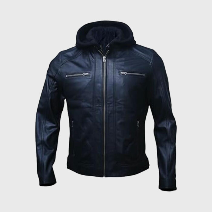 Classic Blue Moto Style Jacket