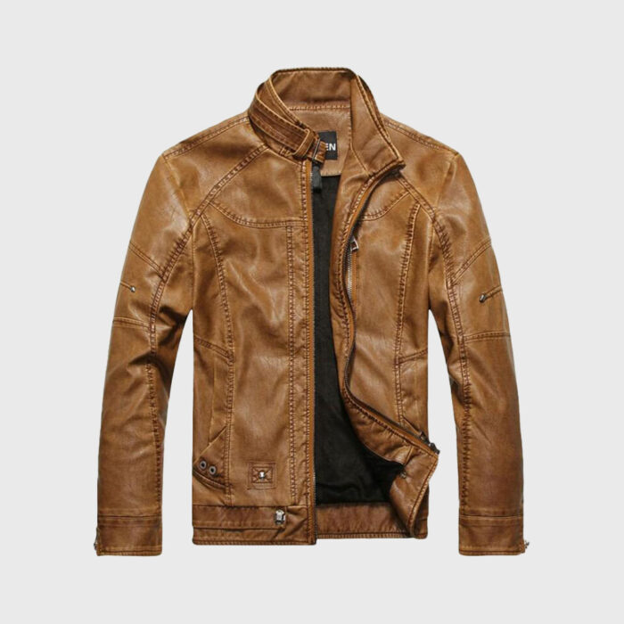 Light Brown Leather Rider Coat