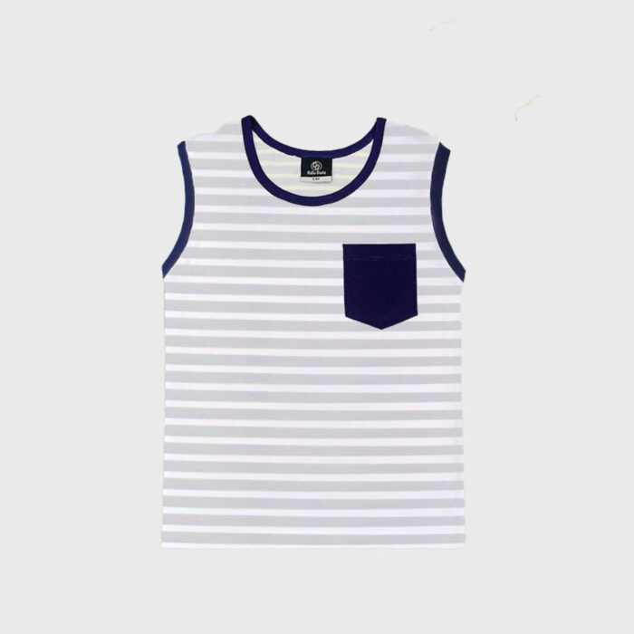 Striped Tank Top with Navy Trim