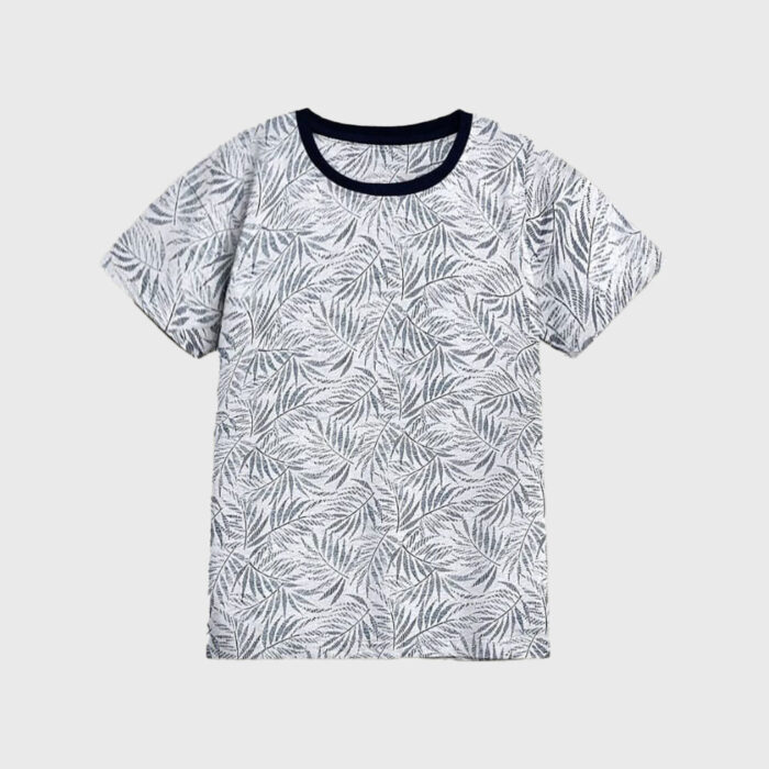 White Tee with Leaf Design