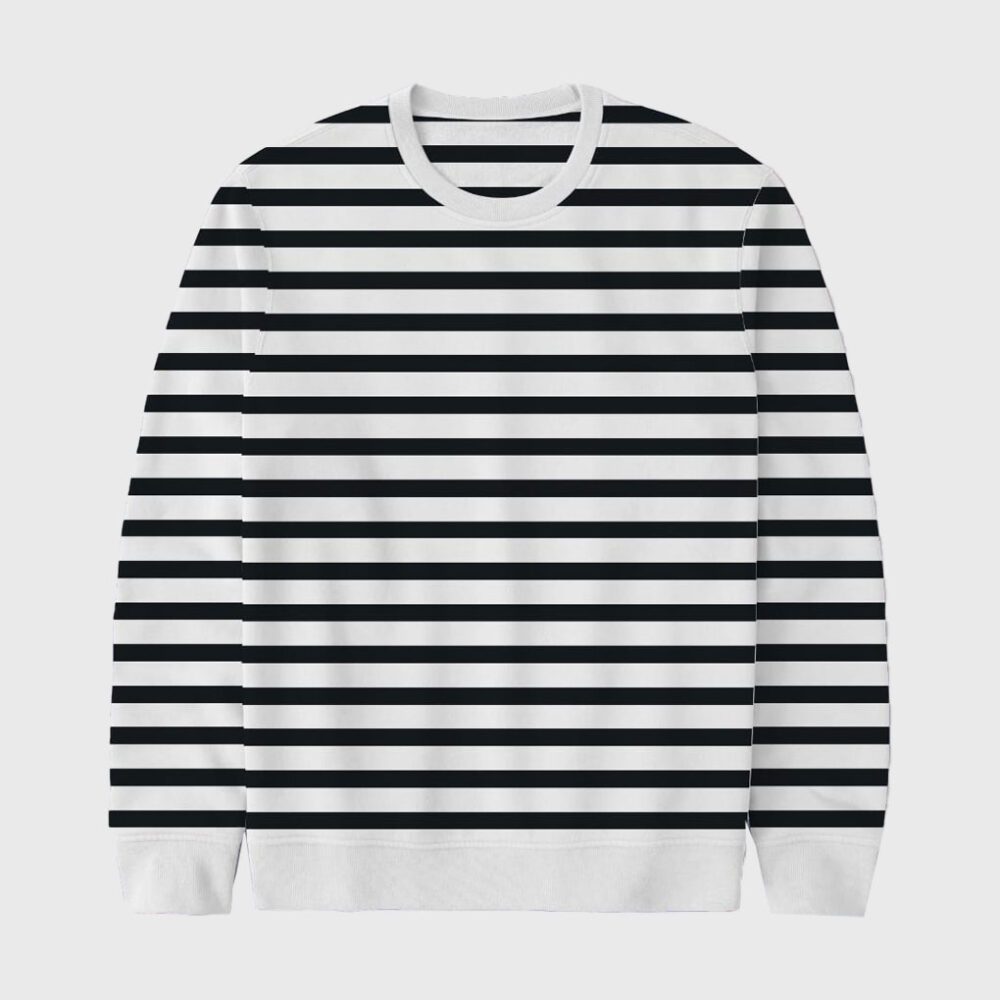 Black White Horizontal Stripe Sweat