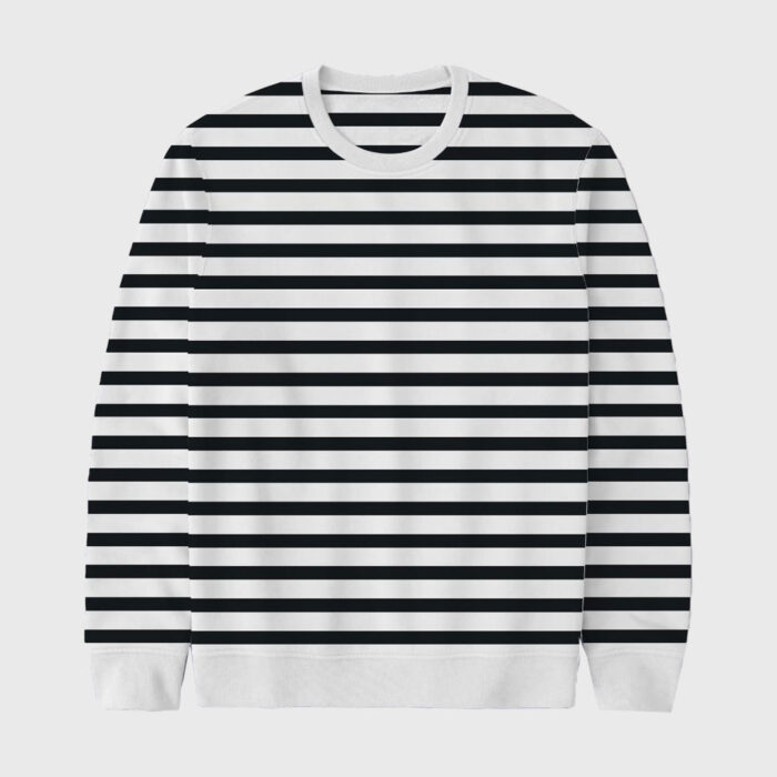 Black White Horizontal Stripe Sweat