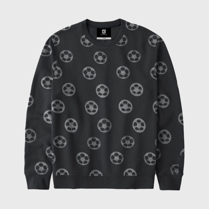 Football Print Black Crew Neck